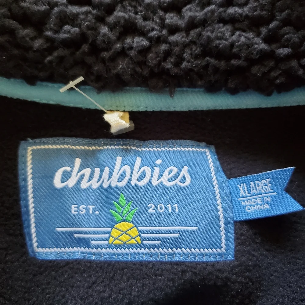 Chubbies Black Half Zip Sherpa Pullover. Size XL